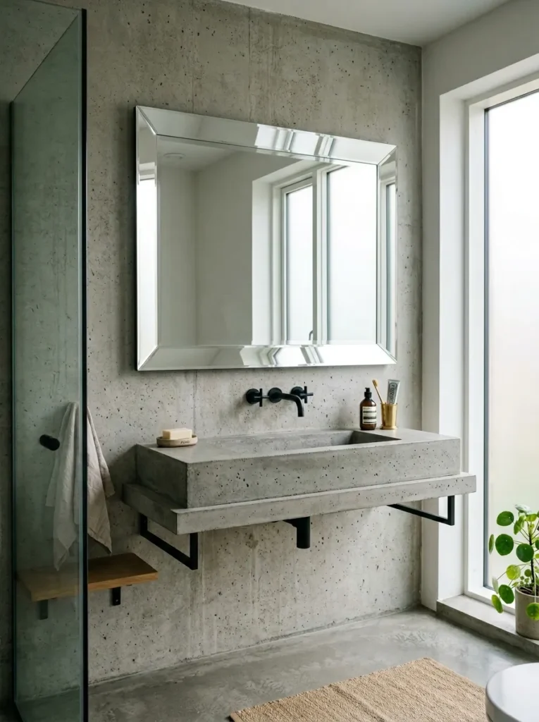 Frameless rectangular mirror with a wide polished beveled edge