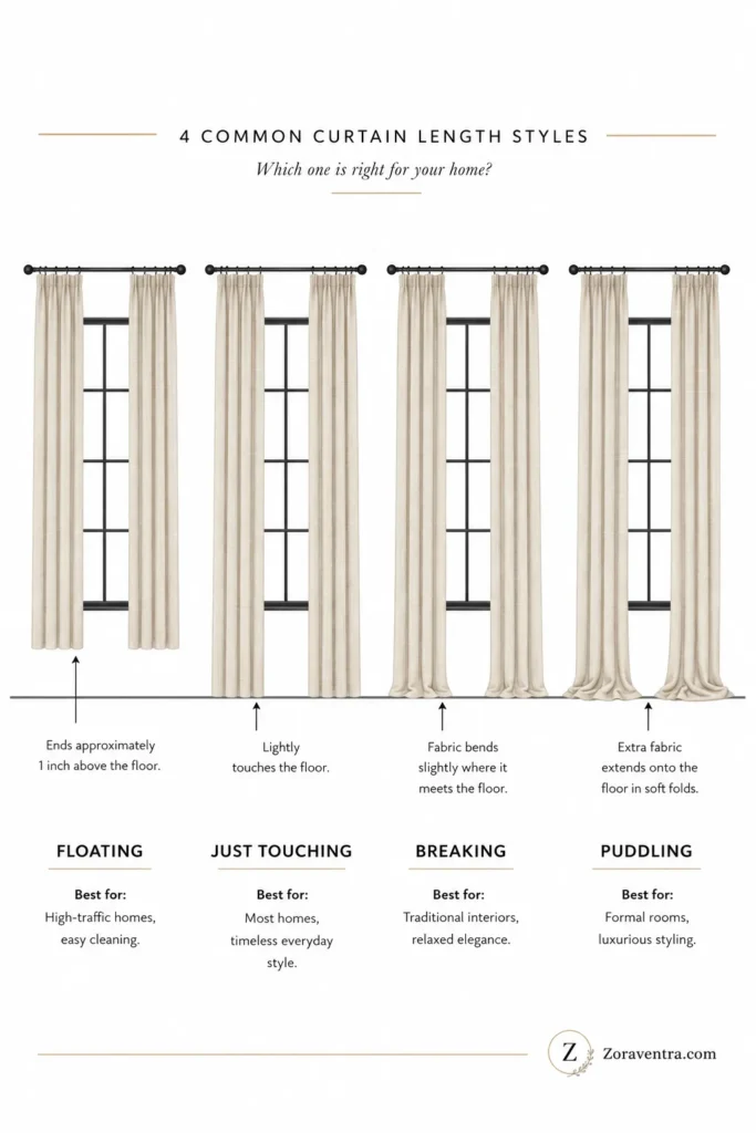 4 Common Curtain Length Styles at a Glance