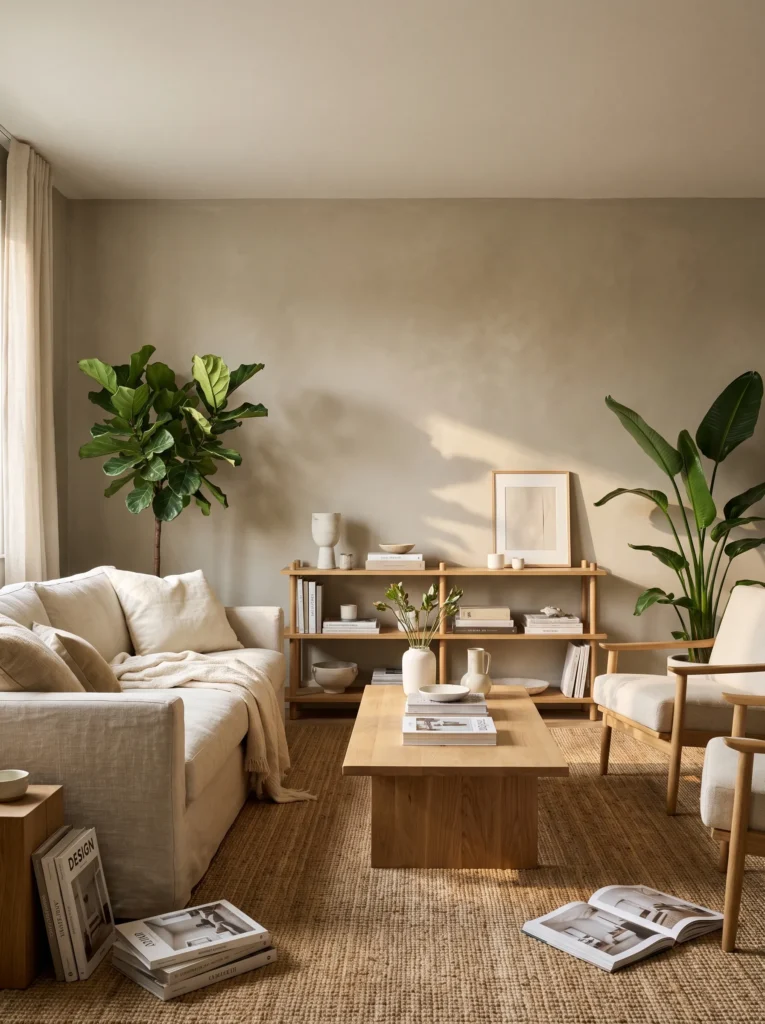 Living room with eggshell paint finish creating a soft, elegant appearance.