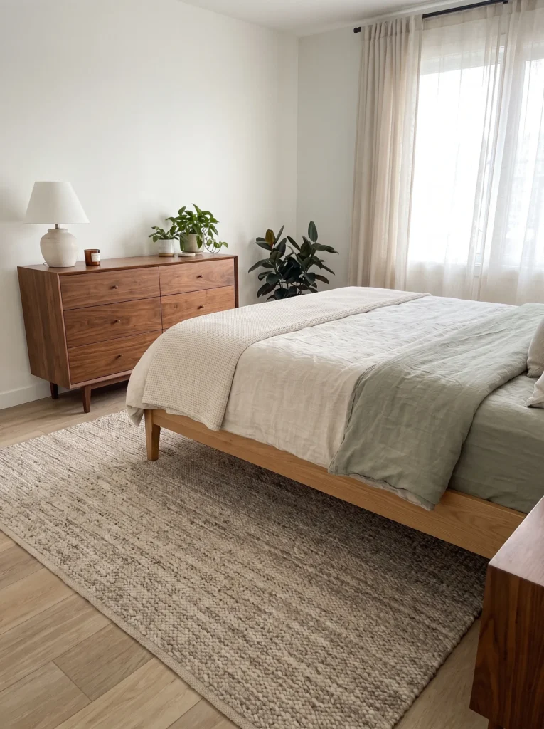 Living room showing proper rug placement beneath furniture
